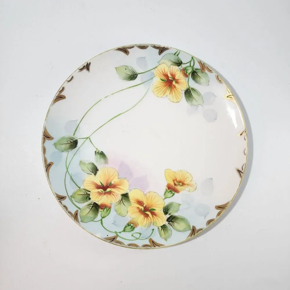 Vintage Hand Painted Nippon Yellow Floral Plate 9